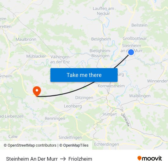 Steinheim An Der Murr to Friolzheim map