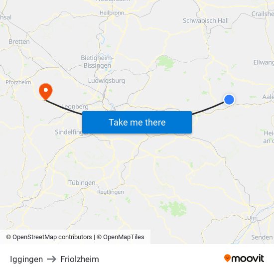 Iggingen to Friolzheim map