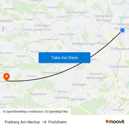 Freiberg Am Neckar to Friolzheim map