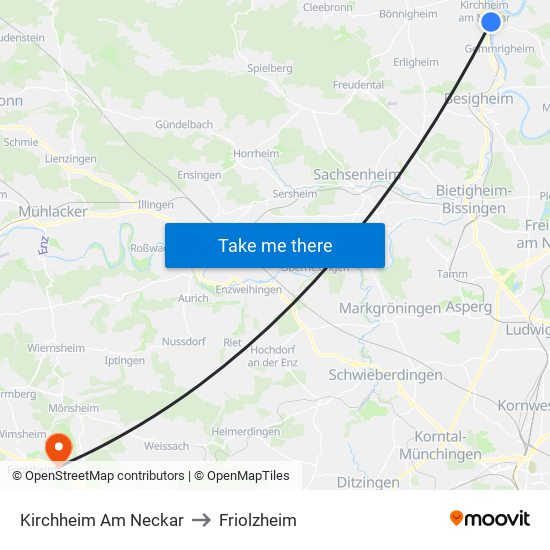 Kirchheim Am Neckar to Friolzheim map