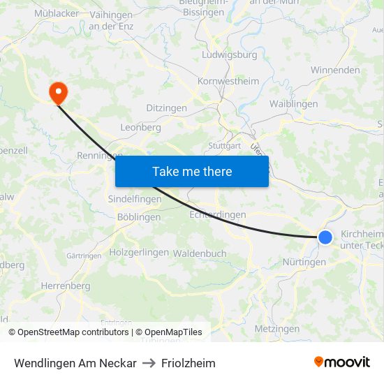 Wendlingen Am Neckar to Friolzheim map