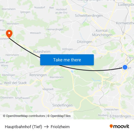 Hauptbahnhof (Tief) to Friolzheim map