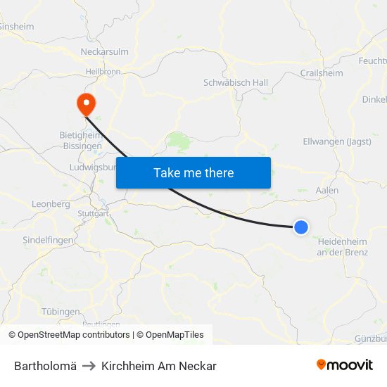 Bartholomä to Kirchheim Am Neckar map