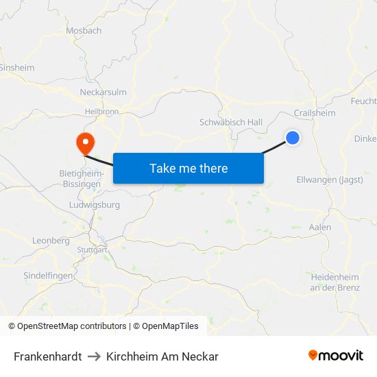 Frankenhardt to Kirchheim Am Neckar map