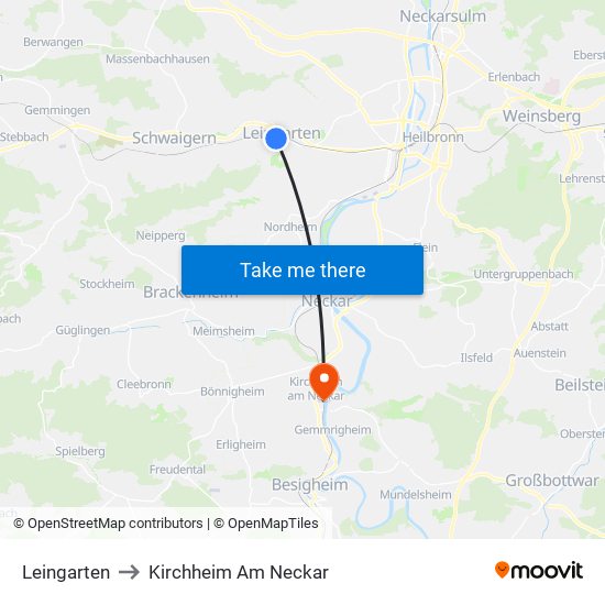 Leingarten to Kirchheim Am Neckar map