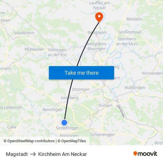 Magstadt to Kirchheim Am Neckar map