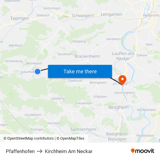Pfaffenhofen to Kirchheim Am Neckar map