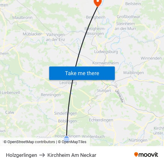 Holzgerlingen to Kirchheim Am Neckar map