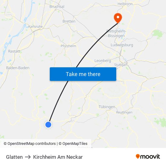 Glatten to Kirchheim Am Neckar map