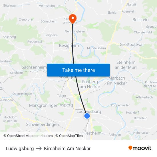 Ludwigsburg to Kirchheim Am Neckar map