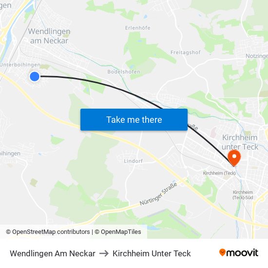 Wendlingen Am Neckar to Kirchheim Unter Teck map