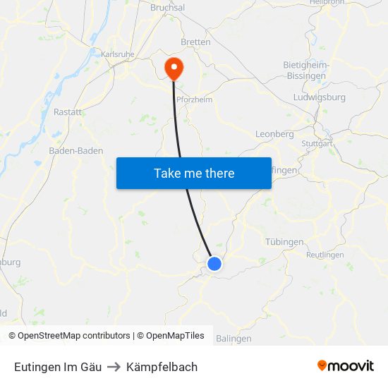 Eutingen Im Gäu to Kämpfelbach map