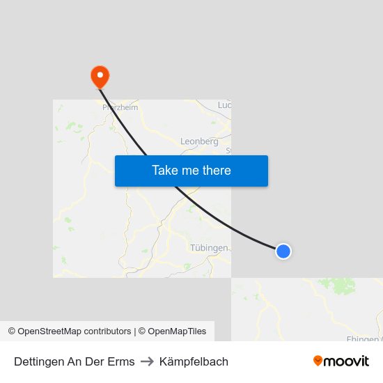 Dettingen An Der Erms to Kämpfelbach map