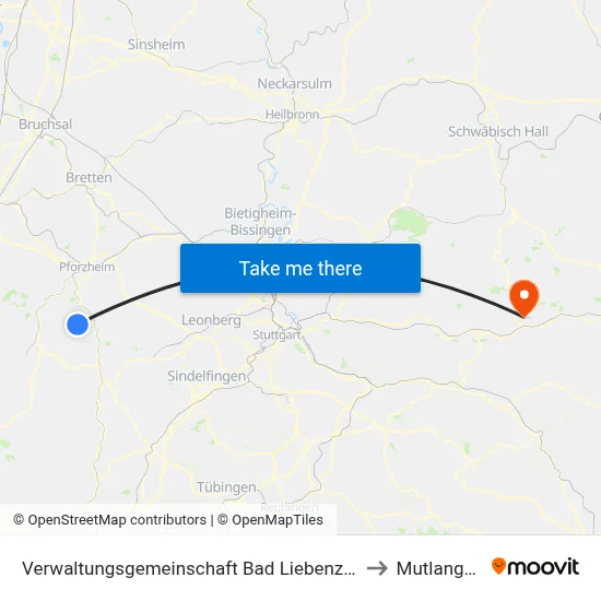 Verwaltungsgemeinschaft Bad Liebenzell to Mutlangen map