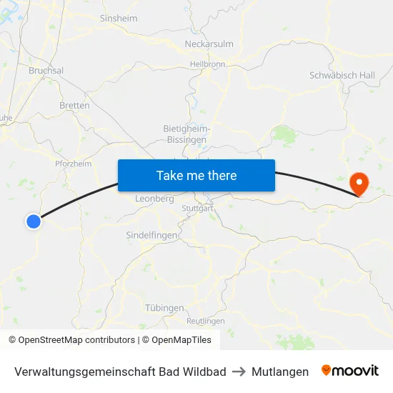 Verwaltungsgemeinschaft Bad Wildbad to Mutlangen map