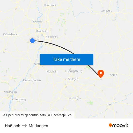 Haßloch to Mutlangen map