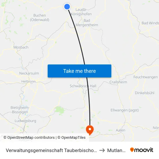 Verwaltungsgemeinschaft Tauberbischofsheim to Mutlangen map