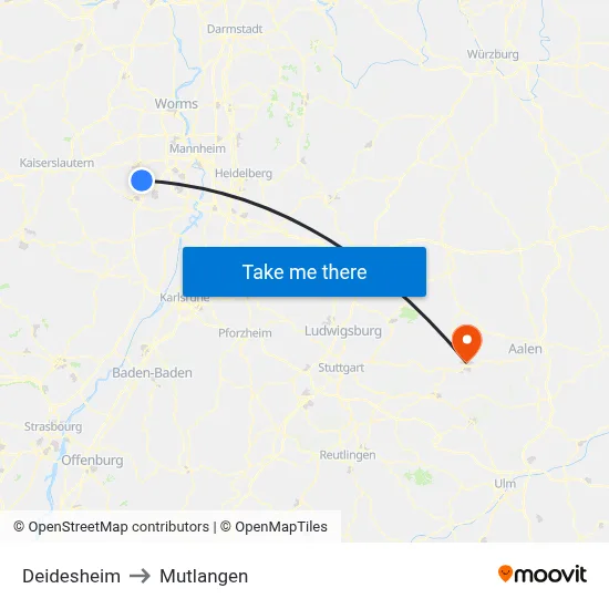 Deidesheim to Mutlangen map