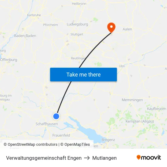 Verwaltungsgemeinschaft Engen to Mutlangen map