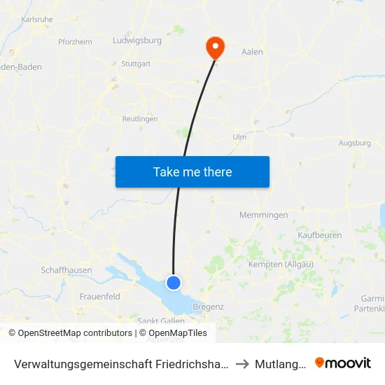 Verwaltungsgemeinschaft Friedrichshafen to Mutlangen map
