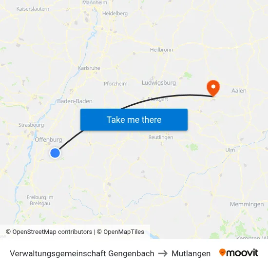 Verwaltungsgemeinschaft Gengenbach to Mutlangen map