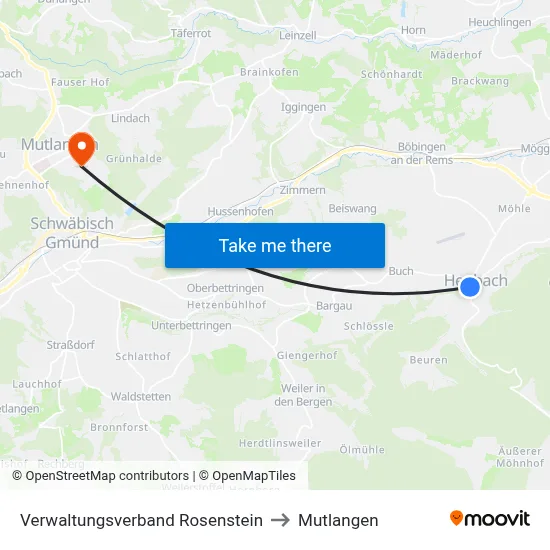 Verwaltungsverband Rosenstein to Mutlangen map