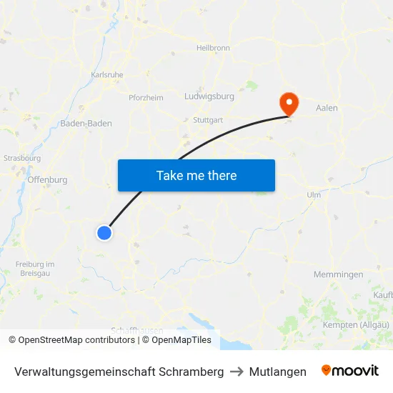 Verwaltungsgemeinschaft Schramberg to Mutlangen map