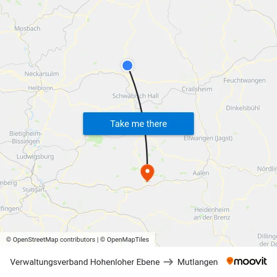 Verwaltungsverband Hohenloher Ebene to Mutlangen map