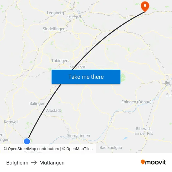 Balgheim to Mutlangen map