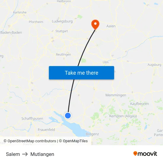 Salem to Mutlangen map
