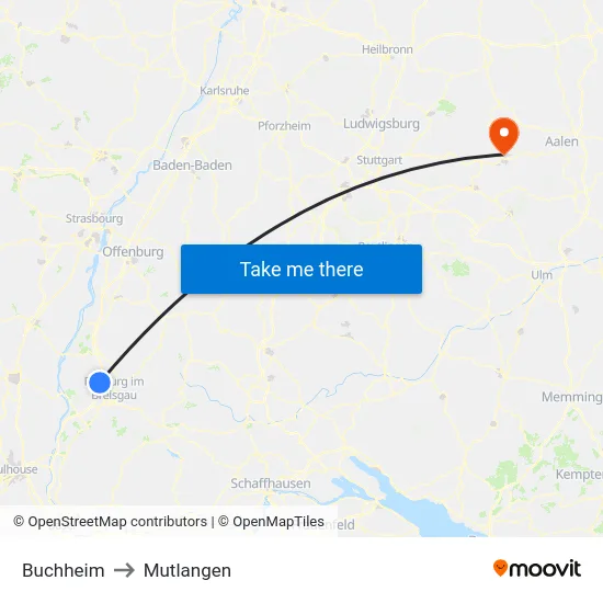 Buchheim to Mutlangen map