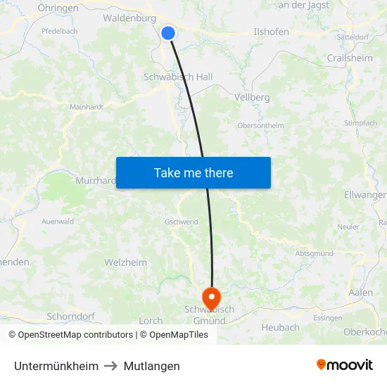 Untermünkheim to Mutlangen map
