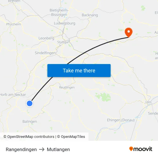 Rangendingen to Mutlangen map