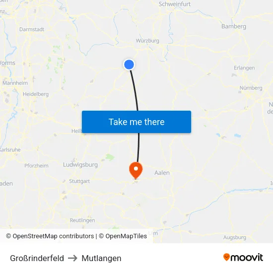Großrinderfeld to Mutlangen map