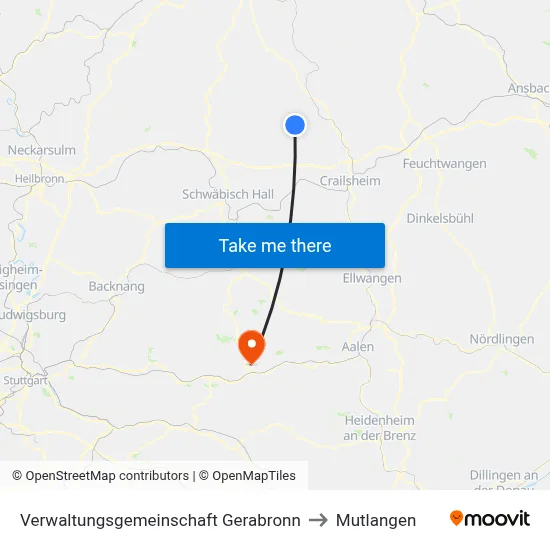 Verwaltungsgemeinschaft Gerabronn to Mutlangen map