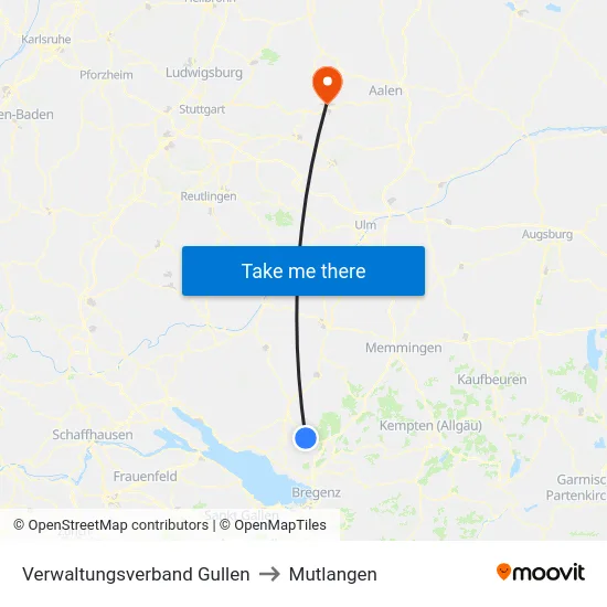 Verwaltungsverband Gullen to Mutlangen map
