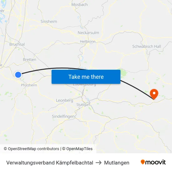 Verwaltungsverband Kämpfelbachtal to Mutlangen map