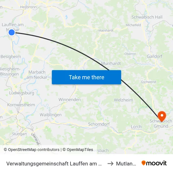 Verwaltungsgemeinschaft Lauffen am Neckar to Mutlangen map