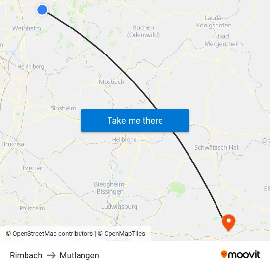 Rimbach to Mutlangen map