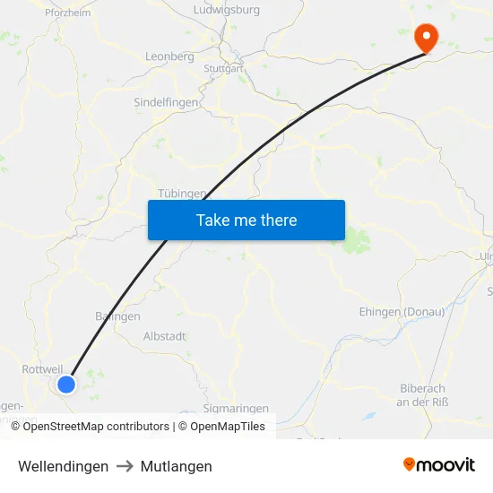 Wellendingen to Mutlangen map