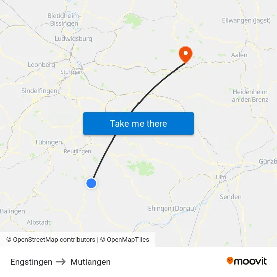 Engstingen to Mutlangen map