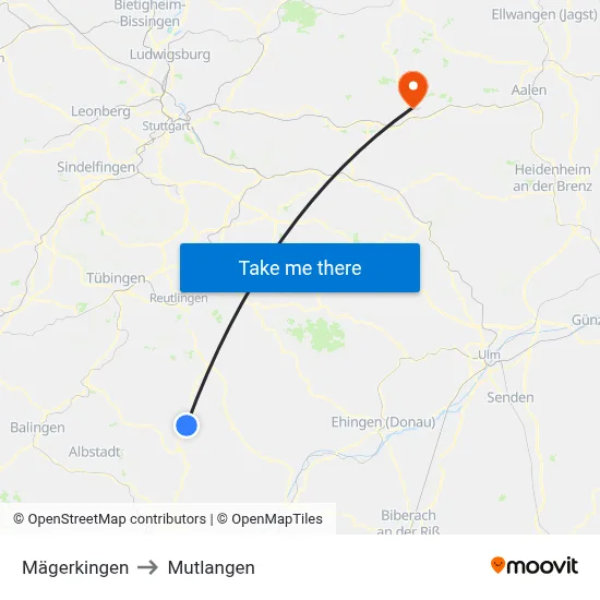 Mägerkingen to Mutlangen map