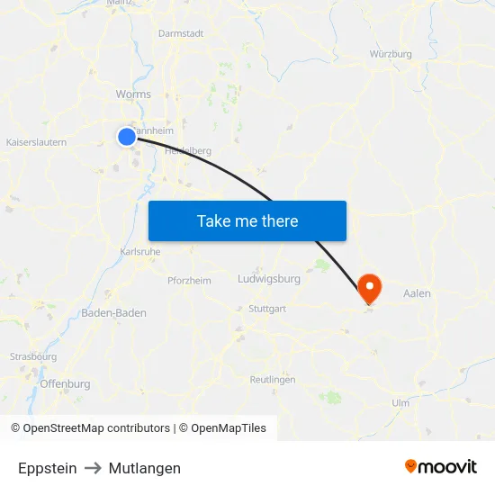 Eppstein to Mutlangen map