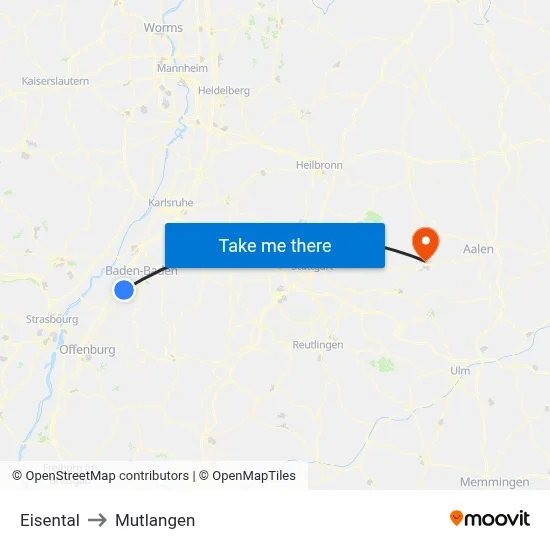Eisental to Mutlangen map