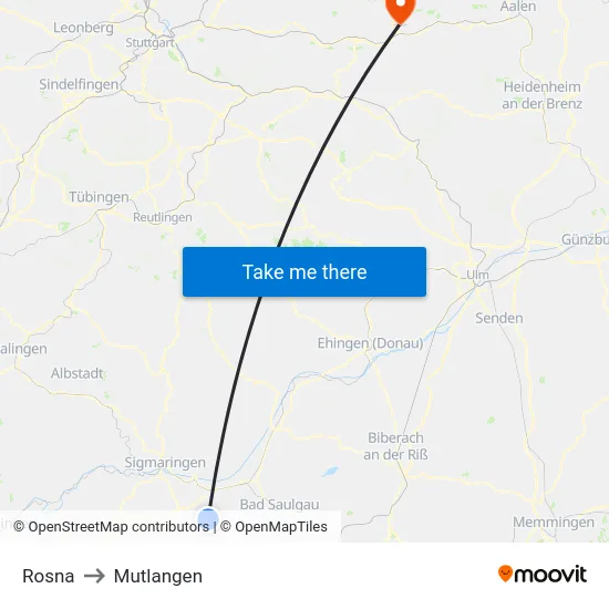 Rosna to Mutlangen map