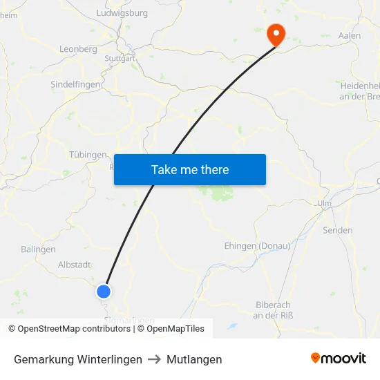 Gemarkung Winterlingen to Mutlangen map