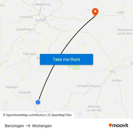 Benzingen to Mutlangen map
