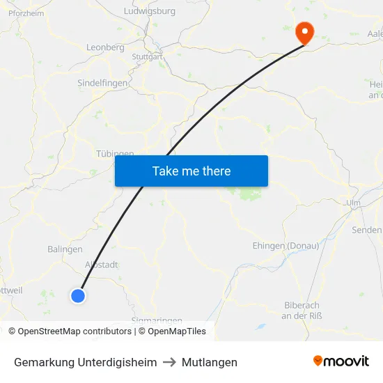 Gemarkung Unterdigisheim to Mutlangen map