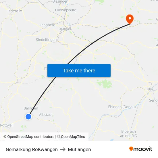 Gemarkung Roßwangen to Mutlangen map