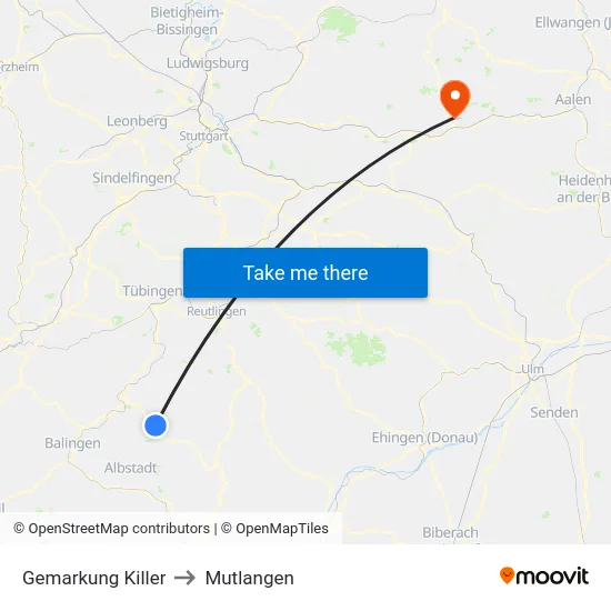 Gemarkung Killer to Mutlangen map
